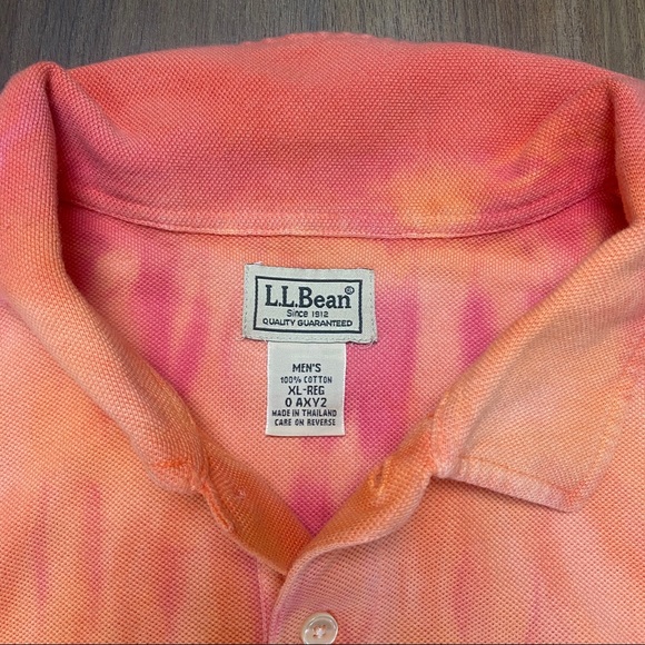 L. L. Bean Orange Tie Dye Polo Sz XL - Picture 3 of 6